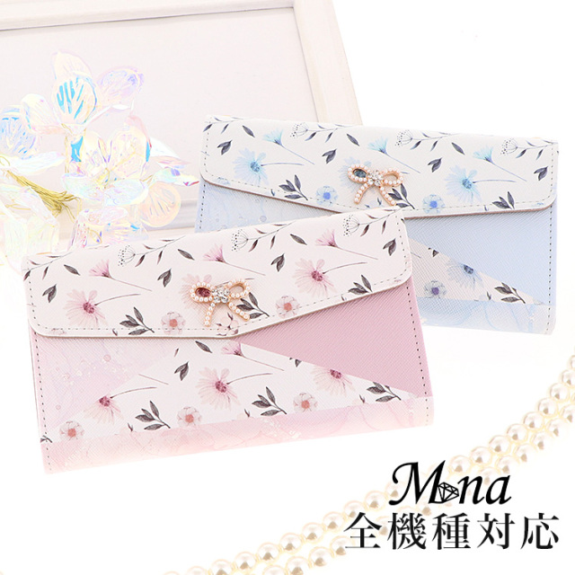 スマホケース 手帳型 カバー 手帳型ケース  全機種対応 三つ折り 花 フラワー パステルカラー