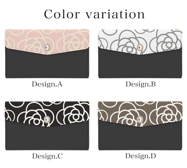 スマホケース 手帳型 カバー 手帳型ケース  全機種対応 三つ折り カメリア 花柄