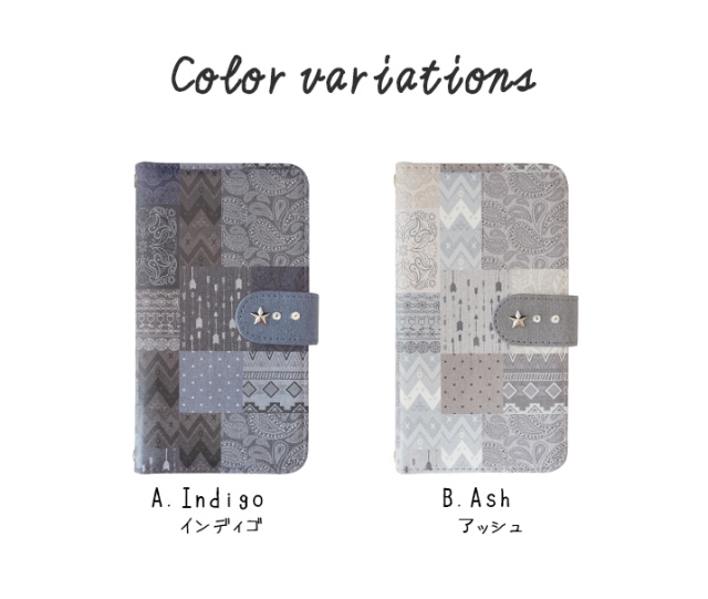 スマホケース 手帳型 カバー 手帳型ケース デニム パッチワークデニム ジーンズ スター 星 インディアン