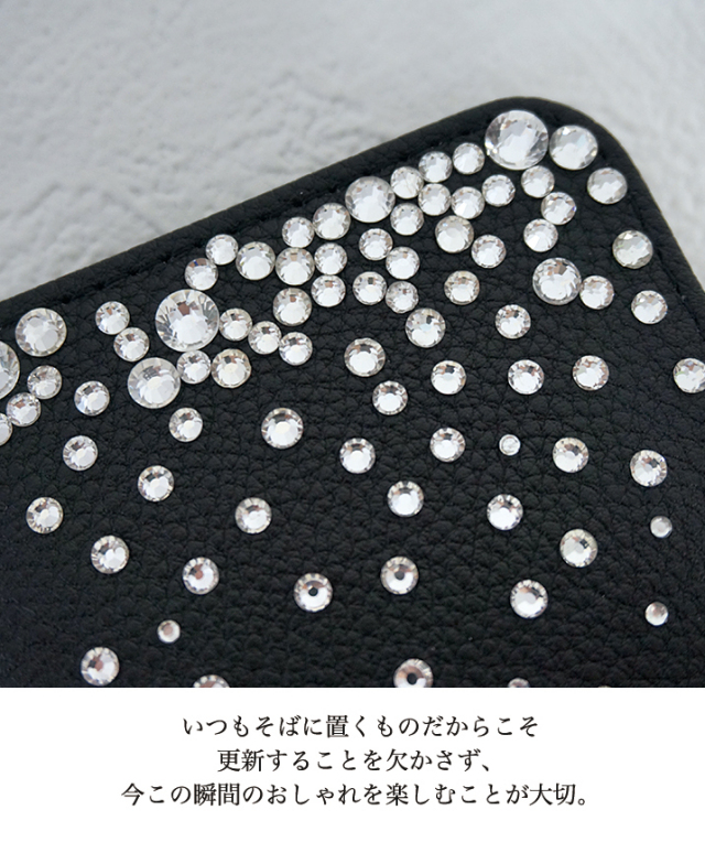 スマホケース 手帳型 カバー 手帳型ケース スワロフスキー しずく 高級感 ストーン クリスタル