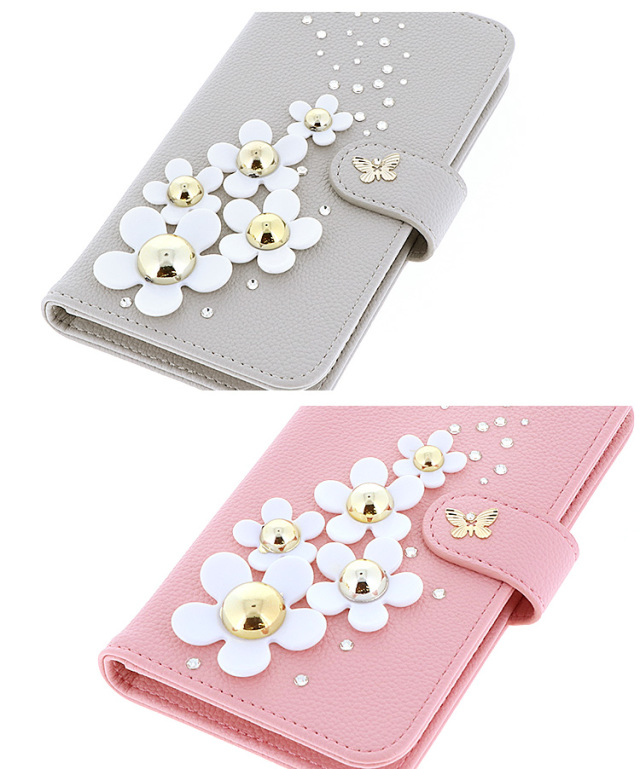 スマホケース 手帳型 カバー 手帳型ケース 蝶 バタフライ クリスタル パステル 花 フラワー
