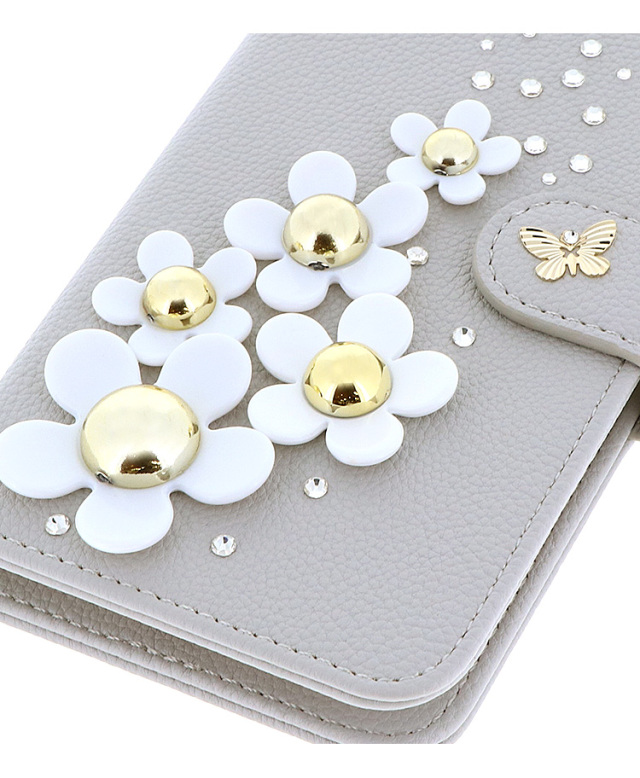 スマホケース 手帳型 カバー 手帳型ケース 蝶 バタフライ クリスタル パステル 花 フラワー