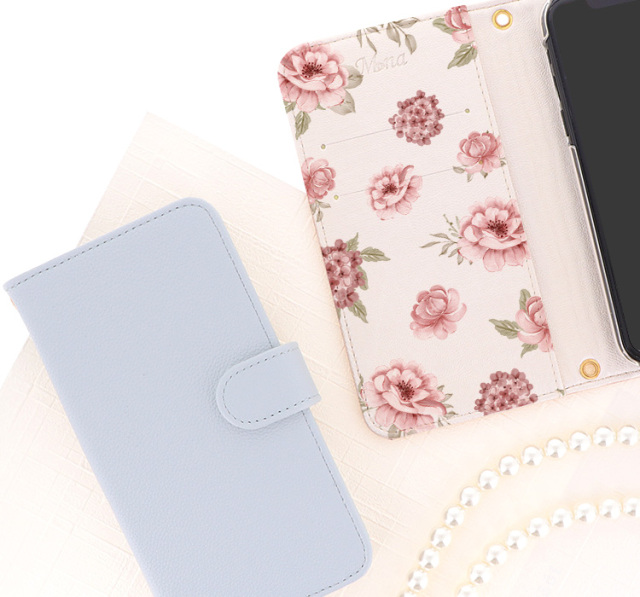 スマホケース 手帳型 カバー 手帳型ケース シーガル 花 フラワー 花柄 水彩