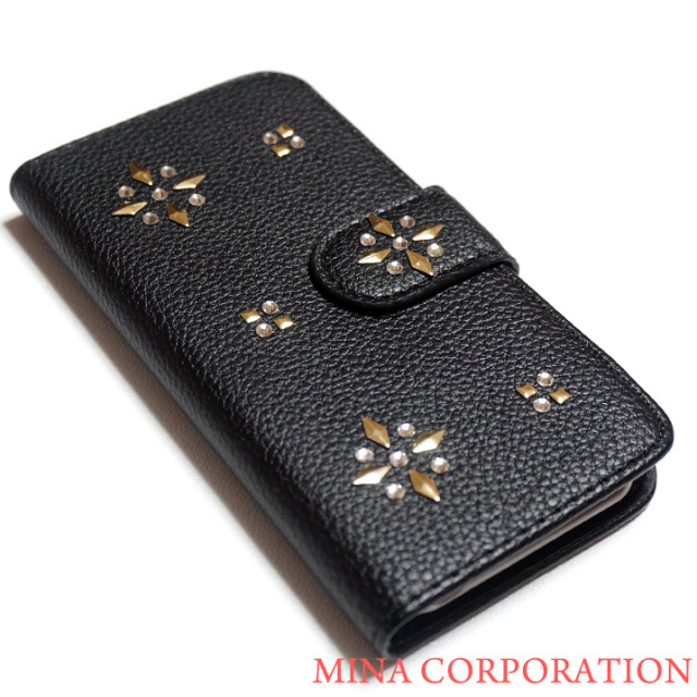 スマホケース 手帳型 カバー 手帳型ケース スタイリッシュ クール メンズ スタッズ ストーン