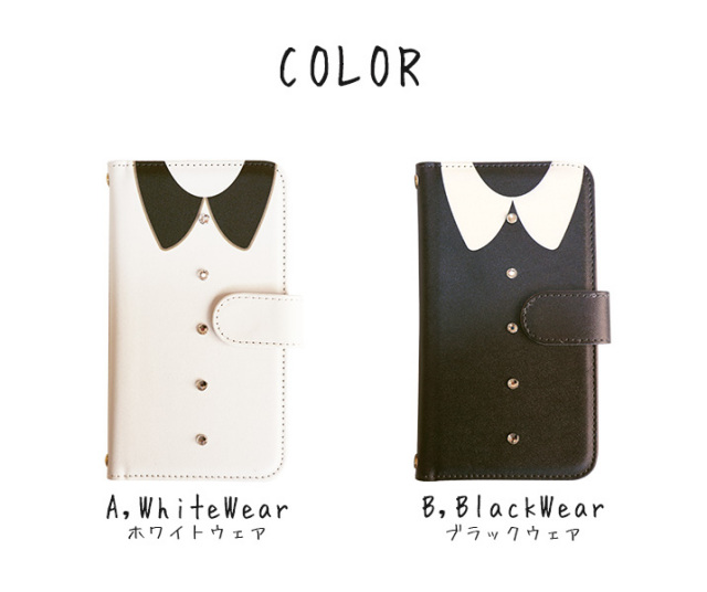 スマホケース 手帳型 カバー 手帳型ケース シャツ wear ウェア 洋服 シンプル クリスタル