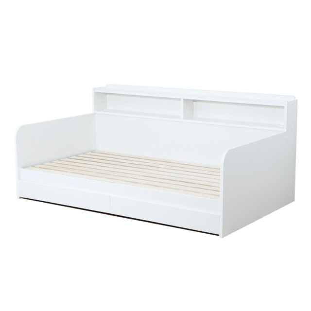 日本製デイベッド シングルサイズ ソファ型ベッド 本棚 2杯引出