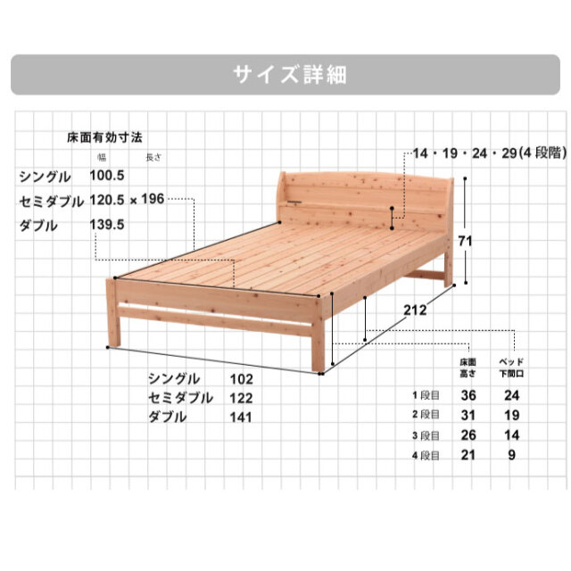 木の香 日光那須 国産ひのき すのこベッド 励ます ダブルサイズ