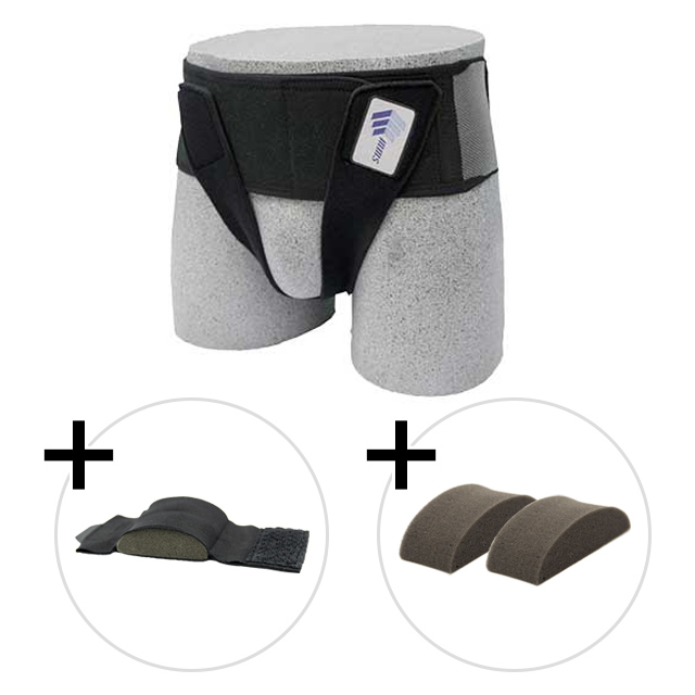 鼠径ヘルニア用（脱腸）ベルトお得セット　新ベルトクロス＋圧迫アタッチメント＋予備用圧迫片