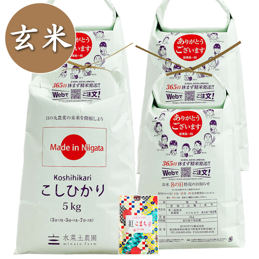 【玄米】新潟県産 こしひかり 20kg（5kg×4袋）子どもに食べさせたいお米 古代米付き 令和7年産