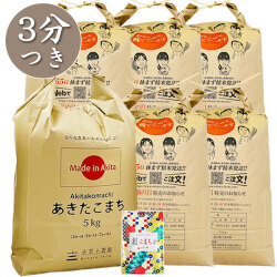 【3分つき精米】秋田県産 農家直送 あきたこまち 30kg(5kg×6袋) 子どもに食べさせたいお米 古代米付き 令和7年産