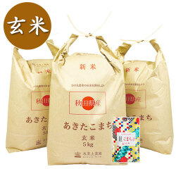 【玄米】秋田県産 農家直送 あきたこまち 15kg(5kg×3袋) 子どもに食べさせたいお米 古代米付き 令和7年産