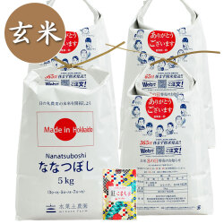【玄米】北海道産 ななつぼし お米 20kg（5kg×4袋）子どもに食べさせたい令和7年産 古代米付き