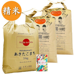 【精米】秋田県産 農家直送 あきたこまち 15kg(5kg×3袋) 子どもに食べさせたいお米 古代米付き 令和7年産