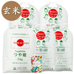 【玄米】山形県産 農家直送 つや姫 25kg(5kg×5袋) 令和5年産 子どもに食べさせたいお米 古代米付き