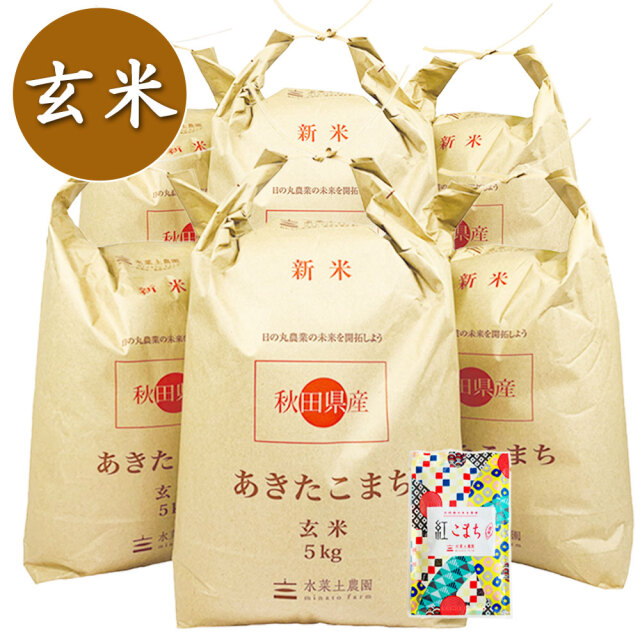 農家直送‼️令和6年度☆新米☆秋田県産 あきたこまち玄米30kg小分け無  
