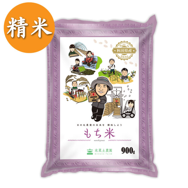 新米【もち米】秋田県産 農家直送 きぬのはだ 900g 令和5年産