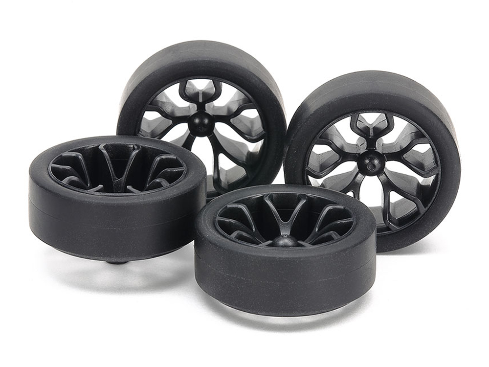 T15542　タミヤ　スーパーハード小径ローハイトタイヤ (26mm) & カーボン強化ホイール (Yスポーク)