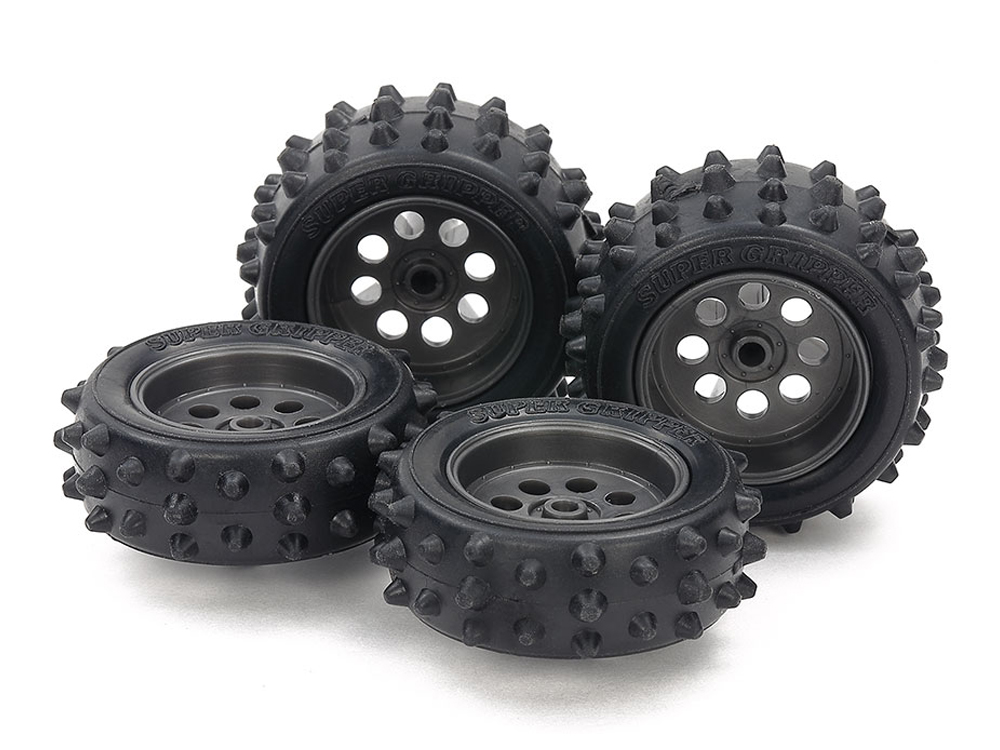 T15547　タミヤ　EZシャーシ スパイクタイヤ＆ホイールセット