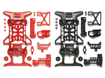 T95242　タミヤ　スーパーX 強化シャーシセット （レッド・ブラック）