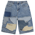 EMBROIDERY PATCHWORK DENIM SHORTS (BLUE/M21200912)