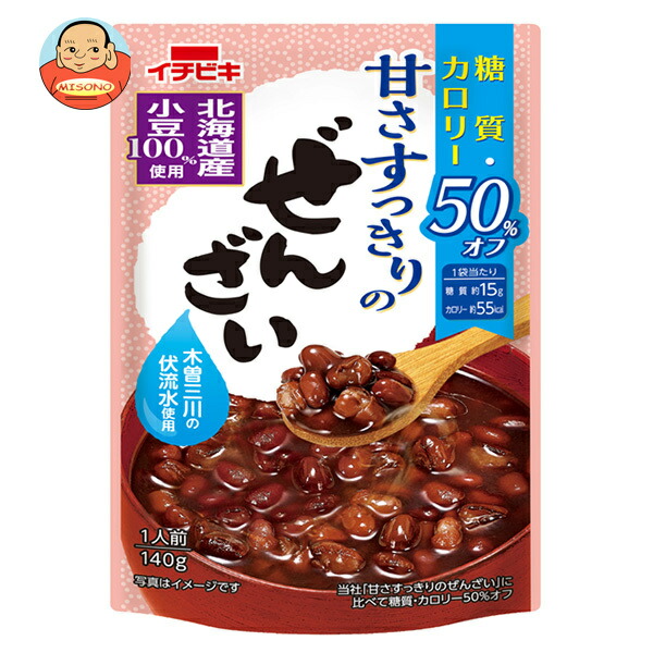イチビキ 甘さすっきりの糖質 カロリー50%オフぜんざい 140g×20(10×2)袋入