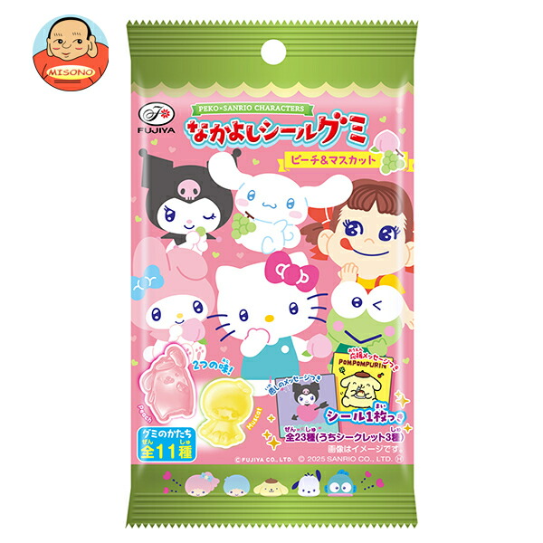 不二家 ペコ×サンリオキャラクターズ なかよしシールグミ(ピーチ&マスカット) 6粒×20個入