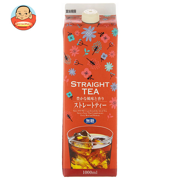 ジーエスフード GS ストレートティー 無糖 1000ml紙パック×12本入