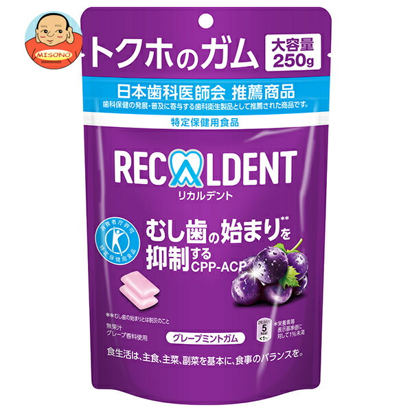 モンデリーズ ジャパン リカルデント グレープミントガム スタンドパウチ【特定保健用食品 特保】 250g×6個入