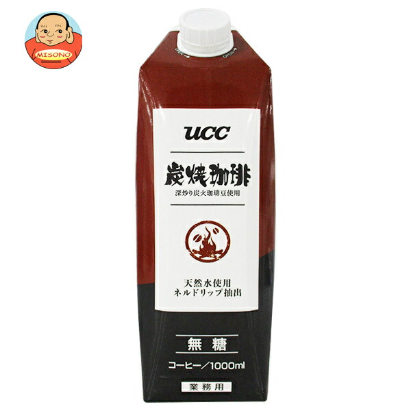 UCC 炭焼珈琲 無糖 1000ml紙パック×12本入