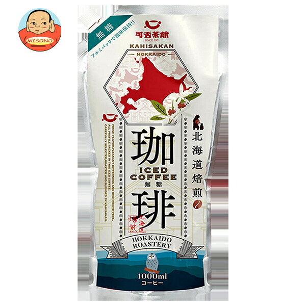 キャラバンコーヒー 可否茶館 アイスコーヒー パウチタイプ 無糖 1L×6本入