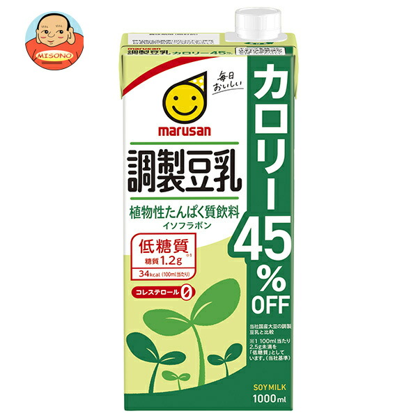 マルサンアイ 調製豆乳 カロリー45%オフ 1000ml紙パック×6本入