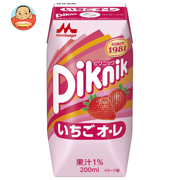 森永乳業 ピクニック いちごオレ(プリズマ容器) 200ml紙パック×24本入