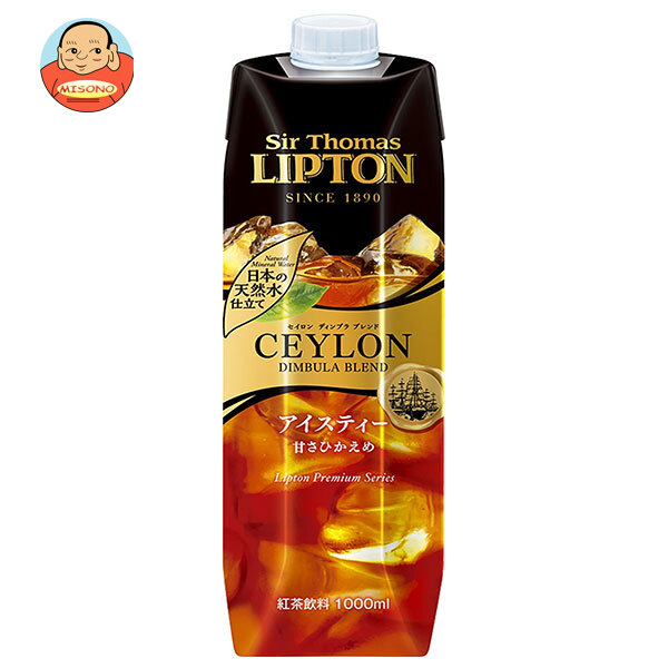 キーコーヒー サー トーマス リプトンアイスティー 甘さひかえめテトラプリズマ 1L紙パック×6本入