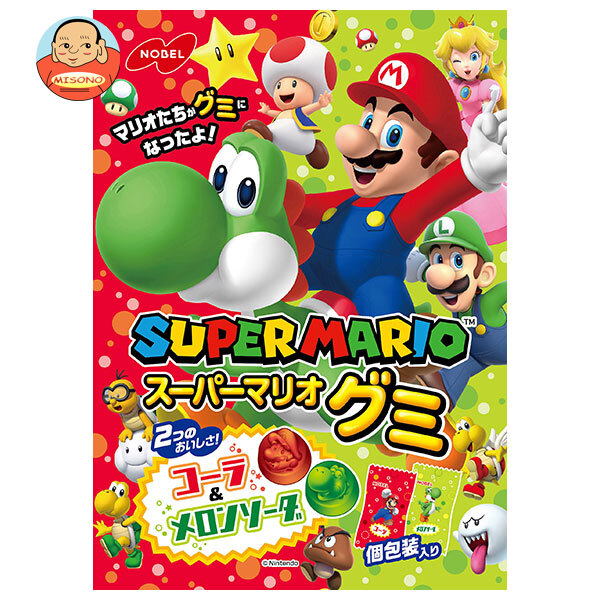 ノーベル製菓 スーパーマリオグミ コーラ&メロンソーダ 85g×6袋入｜ 送料別