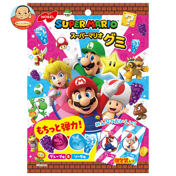 ノーベル製菓 スーパーマリオグミ グレープ味&ソーダ味 85g×6袋入