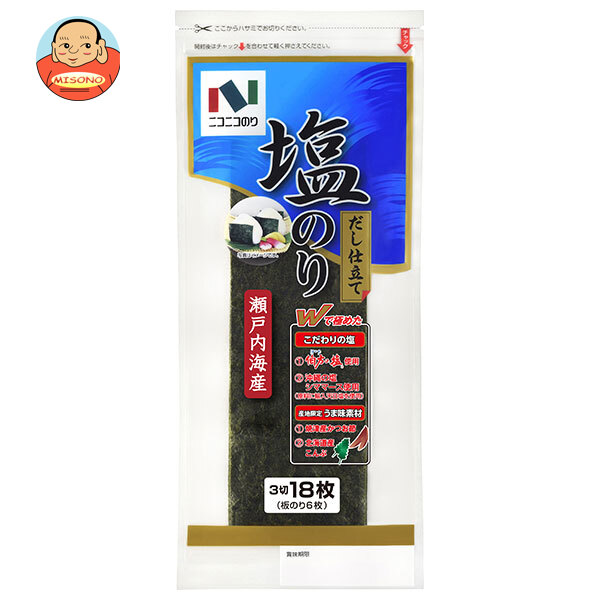 ニコニコのり 瀬戸内海産 塩のり 3切18枚(板のり6枚)×10個入