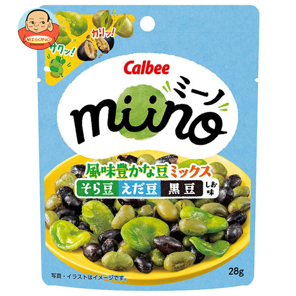 カルビー miino(ミーノ) 風味豊かな豆ミックス そら豆えだ豆黒豆 しお味 28g×12袋入