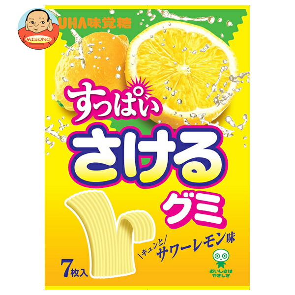 UHA味覚糖 すっぱいさけるグミ サワーレモン味 7枚×10袋入｜ 送料別
