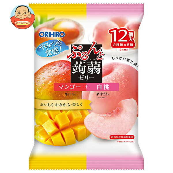 オリヒロ ぷるんと蒟蒻ゼリー マンゴー+白桃 (20g×12個)×12袋入