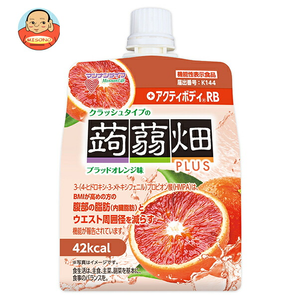 マンナンライフ クラッシュタイプの蒟蒻畑プラス ブラッドオレンジ味 150gパウチ×30本入