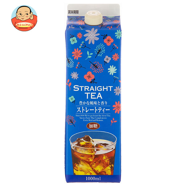 ジーエスフード GS ストレートティー 加糖 1000ml紙パック×12本入｜ 送料別