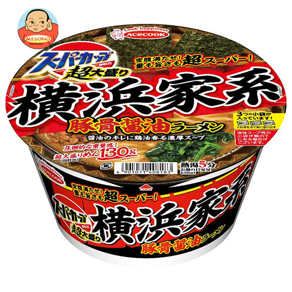 エースコック スーパーカップ超大盛り 横浜家系豚骨醤油ラーメン 170g×12個入