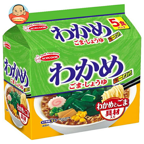 エースコック (袋)わかめラーメン ごま しょうゆ 5食パック×6個入