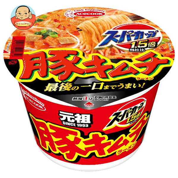 エースコック スーパーカップ1.5倍 豚キムチラーメン 106g×12個入