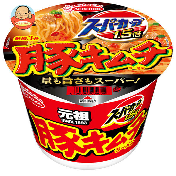 エースコック スーパーカップ1.5倍 豚キムチラーメン 107g×12個入