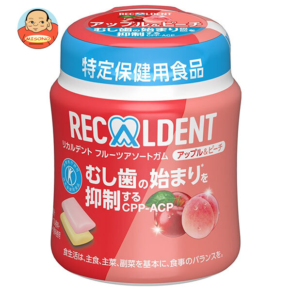 モンデリーズ ジャパン リカルデント フルーツアソートガム アップル&ピーチボトル(粒ガム)【特定保健用食品 特保】 135.2g×6個入