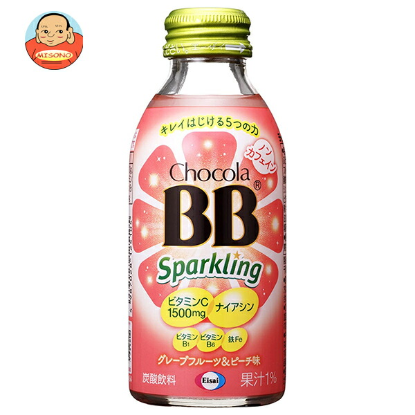 エーザイ チョコラBBスパークリング グレープフルーツ&ピーチ味 140ml瓶×24本入