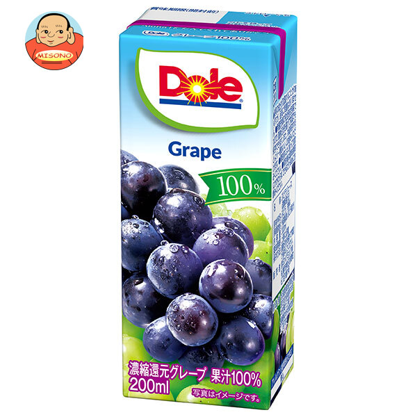 雪印メグミルク Dole(ドール) グレープ 100% 200ml紙パック×18本入