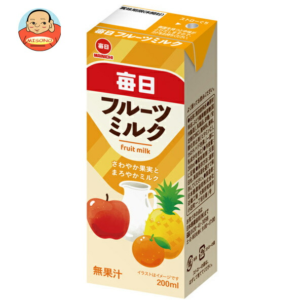 毎日牛乳 毎日フルーツミルク 200ml紙パック×24本入