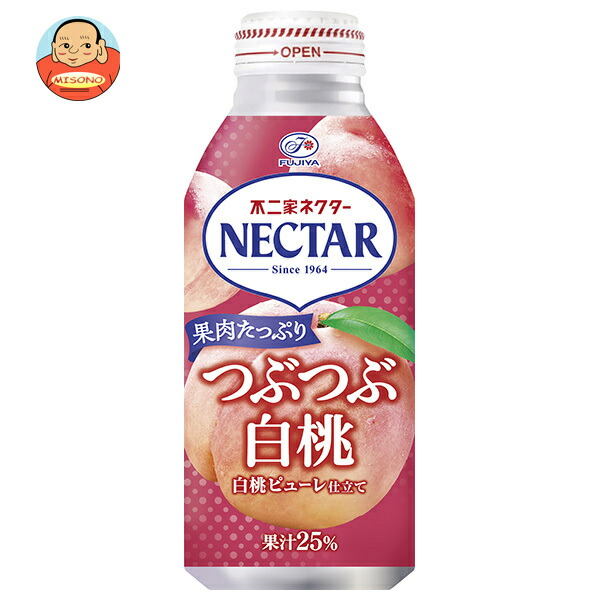 不二家 ネクター つぶつぶ白桃 380gボトル缶×24本入